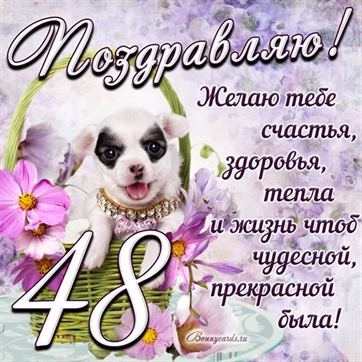 Трогательная открытка с щенком на день рождения 48 летие