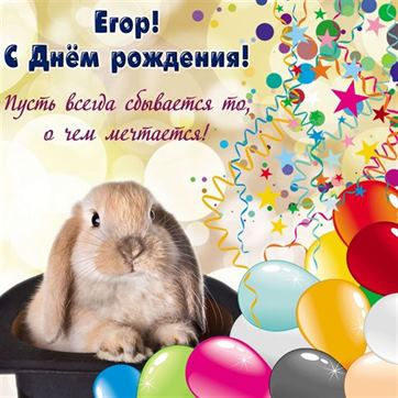 Трогательная картинка с кроликом в День рождения Егора