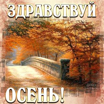 Оригинальная открытка на начало осени с мостом