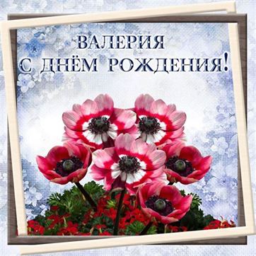 Открытка для Валерии с цветами в рамке